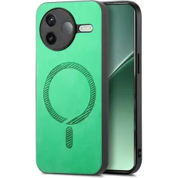 Coque arrière Phonesta Retro Vegan Leather MagSafe pour Xiaomi Poco F7 Pro - Vert