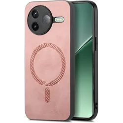 Coque arrière Phonesta Retro Vegan Leather MagSafe pour Xiaomi Poco F7 Pro - Rose