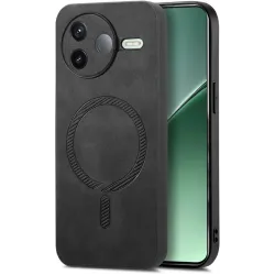 Coque arrière Phonesta Retro Vegan Leather MagSafe pour Xiaomi Poco F7 Pro - Noir