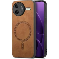 Coque arrière Phonesta Retro Vegan Leather MagSafe pour Xiaomi Poco F7 Ultra - Marron