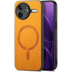 Coque arrière Phonesta Retro Vegan Leather MagSafe pour Xiaomi Poco F7 Ultra - Orange