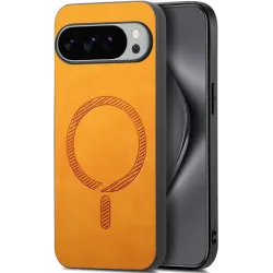Coque arrière Phonesta Retro Vegan Leather MagSafe pour Google Pixel 10 Pro XL - Orange