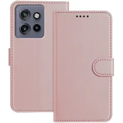 Coque portefeuille Phonesta Smooth Skin pour Motorola Edge 60 Neo/Edge 50 Neo / ThinkPhone 25 - Or rose