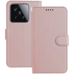 Coque portefeuille Phonesta Smooth Skin pour Xiaomi 15 - Or rose