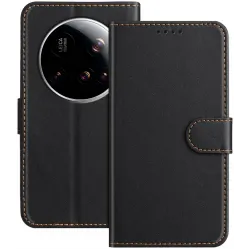 Coque portefeuille Phonesta Smooth Skin pour Xiaomi 15 Ultra - Noir