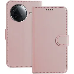 Coque portefeuille Phonesta Smooth Skin pour Xiaomi Poco F7 Pro/F7 Ultra - Or rose