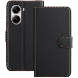 Coque portefeuille Phonesta Smooth Skin pour Xiaomi Poco X7 Pro - Noir