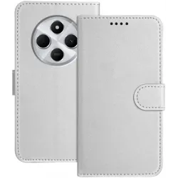 Coque portefeuille Phonesta Smooth Skin pour Xiaomi Redmi 14C / Xiaomi Poco C75 - Argent