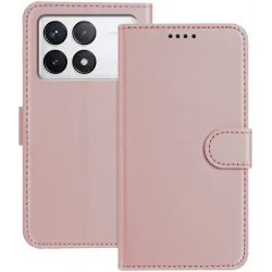 Coque portefeuille Phonesta Smooth Skin pour Xiaomi 14T - Or rose