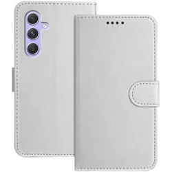 Coque portefeuille Phonesta Smooth Skin pour Samsung Galaxy A55 - Argent