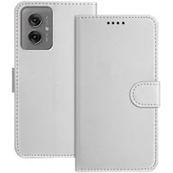 Coque portefeuille Phonesta Smooth Skin pour Motorola Moto G55 - Argent