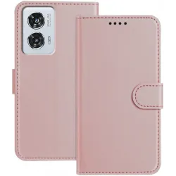 Coque portefeuille Phonesta Smooth Skin pour Motorola Moto G85/Edge 50 Fusion - Or rose