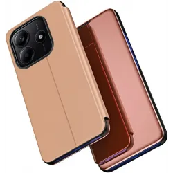 Coque à rabat Phonesta Smart Mirror View pour Xiaomi Redmi Note 14 5G - Or rose