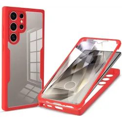 Coque intégrale Phonesta Slim Protect 360 protecteur d'écran pour Samsung Galaxy S24 Ultra - Rouge
