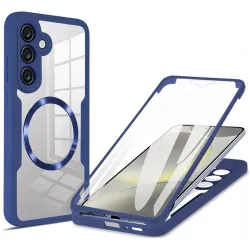Coque intégrale Phonesta Slim Protect 360 protecteur d'écran et MagSafe pour Samsung Galaxy S25/S24 - Bleu