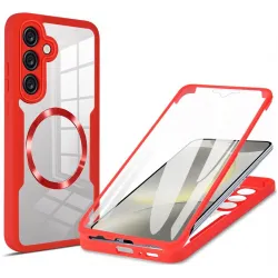 Coque intégrale Phonesta Slim Protect 360 protecteur d'écran et MagSafe pour Samsung Galaxy S25/S24 - Rouge