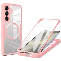 Coque intégrale Phonesta Slim Protect 360 protecteur d'écran et MagSafe pour Samsung Galaxy S24 FE - Rose