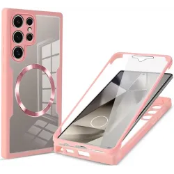 Coque intégrale Phonesta Slim Protect 360 protecteur d'écran et MagSafe pour Samsung Galaxy S24 Ultra - Rose