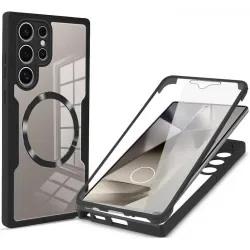Coque intégrale Phonesta Slim Protect 360 protecteur d'écran et MagSafe pour Samsung Galaxy S24 Ultra - Noir