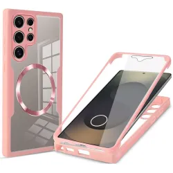 Coque intégrale Phonesta Slim Protect 360 protecteur d'écran et MagSafe pour Samsung Galaxy S25 Ultra - Rose