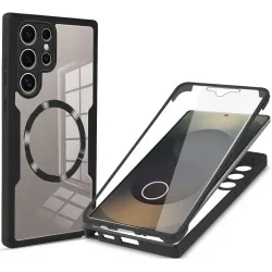 Coque intégrale Phonesta Slim Protect 360 protecteur d'écran et MagSafe pour Samsung Galaxy S25 Ultra - Noir