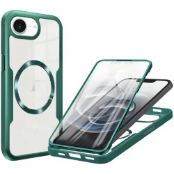 Coque intégrale Phonesta Slim Protect 360 protecteur d'écran et MagSafe pour Apple iPhone 17e/16e - Vert