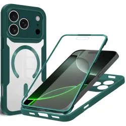 Coque intégrale Phonesta Slim Protect 360 protecteur d'écran et MagSafe pour Apple iPhone 17 Pro - Vert