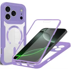 Coque intégrale Phonesta Slim Protect 360 protecteur d'écran et MagSafe pour Apple iPhone 17 Pro Max - Violet