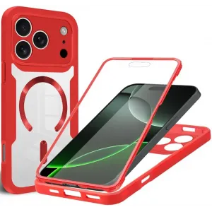 Coque intégrale Phonesta Slim Protect 360 protecteur d'écran et MagSafe pour Apple iPhone 17 Pro Max - Rouge