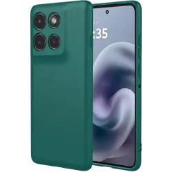 Coque arrière en silicone Phonesta Soft Silk pour Motorola Moto G86 Power - Vert foncé