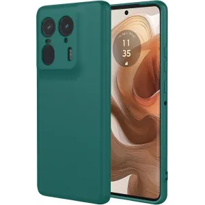 Coque arrière en silicone Phonesta Soft Silk pour Motorola Edge 50 Ultra - Vert foncé