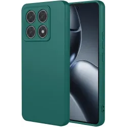 Coque arrière en silicone Phonesta Soft Silk pour Xiaomi 14T Pro - Vert foncé