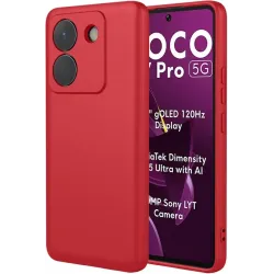 Coque arrière en silicone Phonesta Soft Silk pour Xiaomi Poco M7 Pro - Rouge