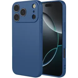 Coque arrière en silicone Phonesta Soft Silk pour Apple iPhone 17 Pro Max - Bleu foncé