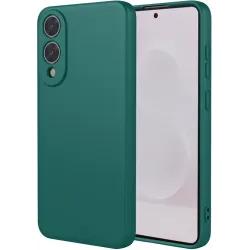 Coque arrière en silicone Phonesta Soft Silk pour Samsung Galaxy S25 Edge - Vert foncé