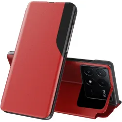 Coque à rabat Phonesta Smart Side View pour Xiaomi Poco F6 Pro - Rouge