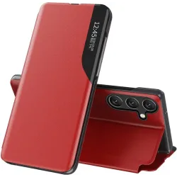 Coque à rabat Phonesta Smart Side View pour Samsung Galaxy S24 FE - Rouge