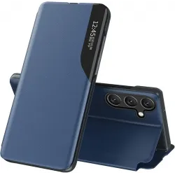 Coque à rabat Phonesta Smart Side View pour Samsung Galaxy S25 FE - Bleu