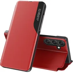 Coque à rabat Phonesta Smart Side View pour Samsung Galaxy S25 FE - Rouge