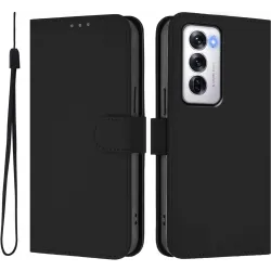 Coque portefeuille Phonesta Soft Skin pour Oppo Reno12 - Noir