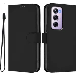 Coque portefeuille Phonesta Soft Skin pour Oppo Reno12 Pro - Noir