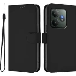 Coque portefeuille Phonesta Soft Skin pour Realme GT 6 - Noir