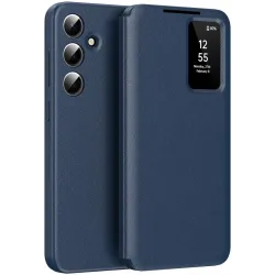 Coque portefeuille Phonesta Smart Window pour Samsung Galaxy S25 - Bleu foncé