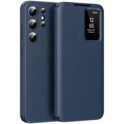 Coque portefeuille Phonesta Smart Window pour Samsung Galaxy S25 Ultra - Bleu foncé