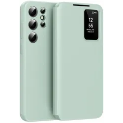 Coque portefeuille Phonesta Smart Window pour Samsung Galaxy S25 Ultra - Vert clair