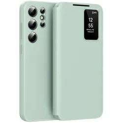 Coque portefeuille Phonesta Smart Window pour Samsung Galaxy S24 Ultra - Vert clair