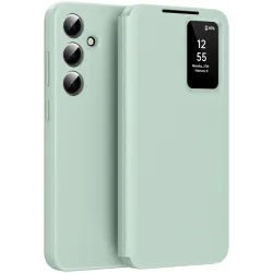 Coque portefeuille Phonesta Smart Window pour Samsung Galaxy S25 Plus - Vert clair