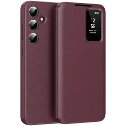 Coque portefeuille Phonesta Smart Window pour Samsung Galaxy S24 FE - Bordeaux