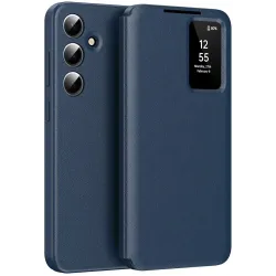 Coque portefeuille Phonesta Smart Window pour Samsung Galaxy A36/A56 - Bleu foncé