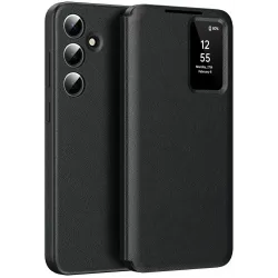 Coque portefeuille Phonesta Smart Window pour Samsung Galaxy A36/A56 - Noir